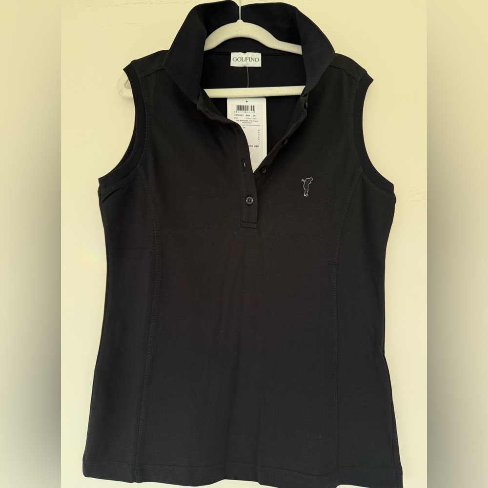 Golfino NWT Black Sleeveless Polo Top